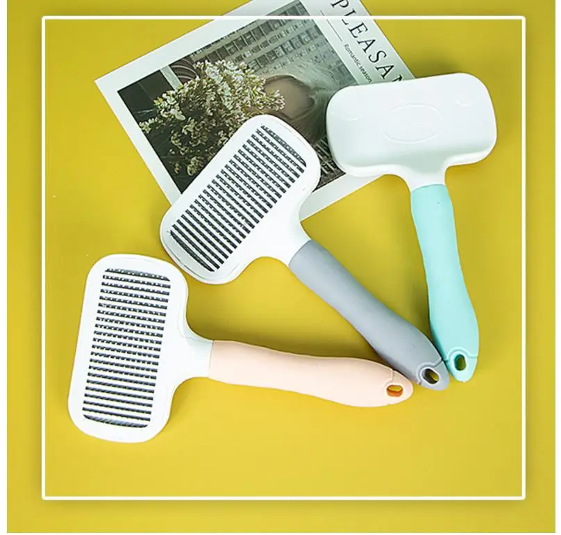 Cat Comb One-click Cat Brush Automatic Pet Hair Remover Pet Grooming Open Knot Comb for Cats Grooming Handle Brush Pet Supplies