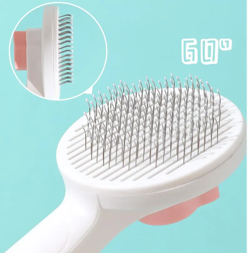 Cat Comb One-click Cat Brush Automatic Pet Hair Remover Pet Grooming Open Knot Comb for Cats Grooming Handle Brush Pet Supplies