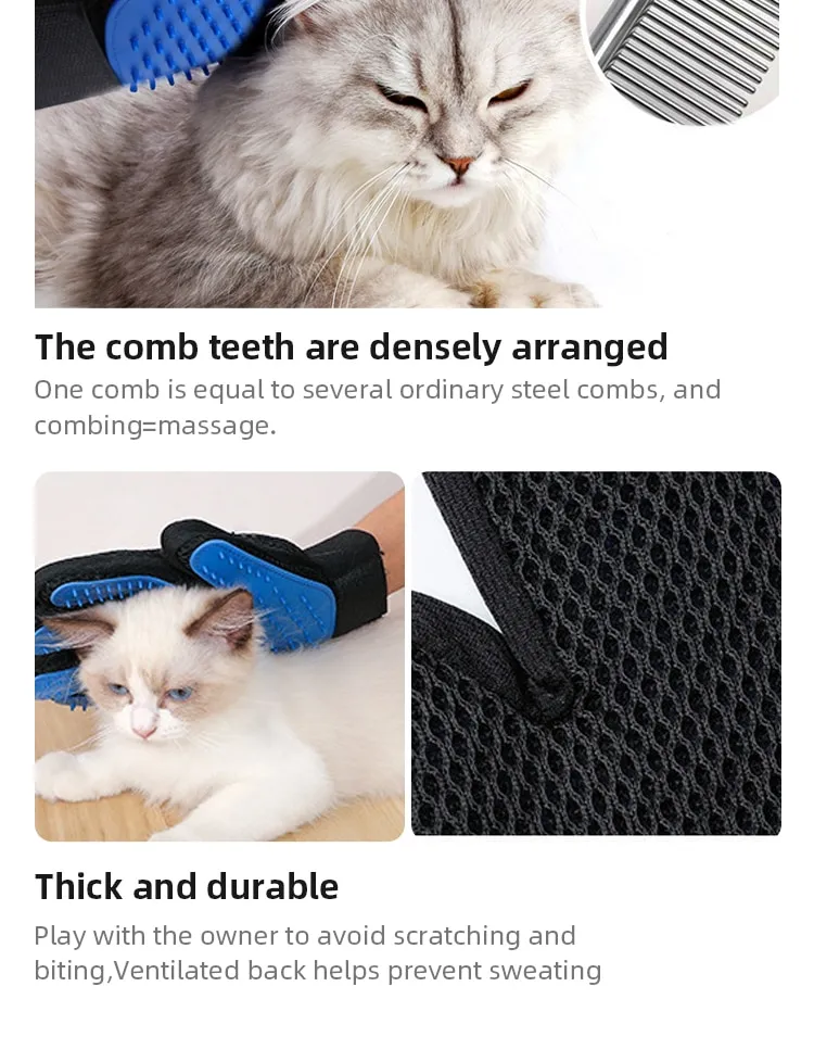 Pet Hair Remover Gloves Cat Dog Massage Bathing Cleaning Grooming Supplies Silicone Hair Sticking Removal Brush