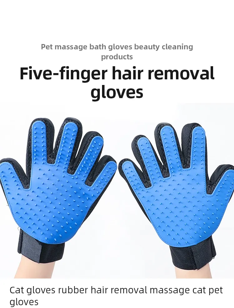 Pet Hair Remover Gloves Cat Dog Massage Bathing Cleaning Grooming Supplies Silicone Hair Sticking Removal Brush