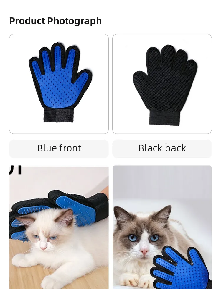 Pet Hair Remover Gloves Cat Dog Massage Bathing Cleaning Grooming Supplies Silicone Hair Sticking Removal Brush