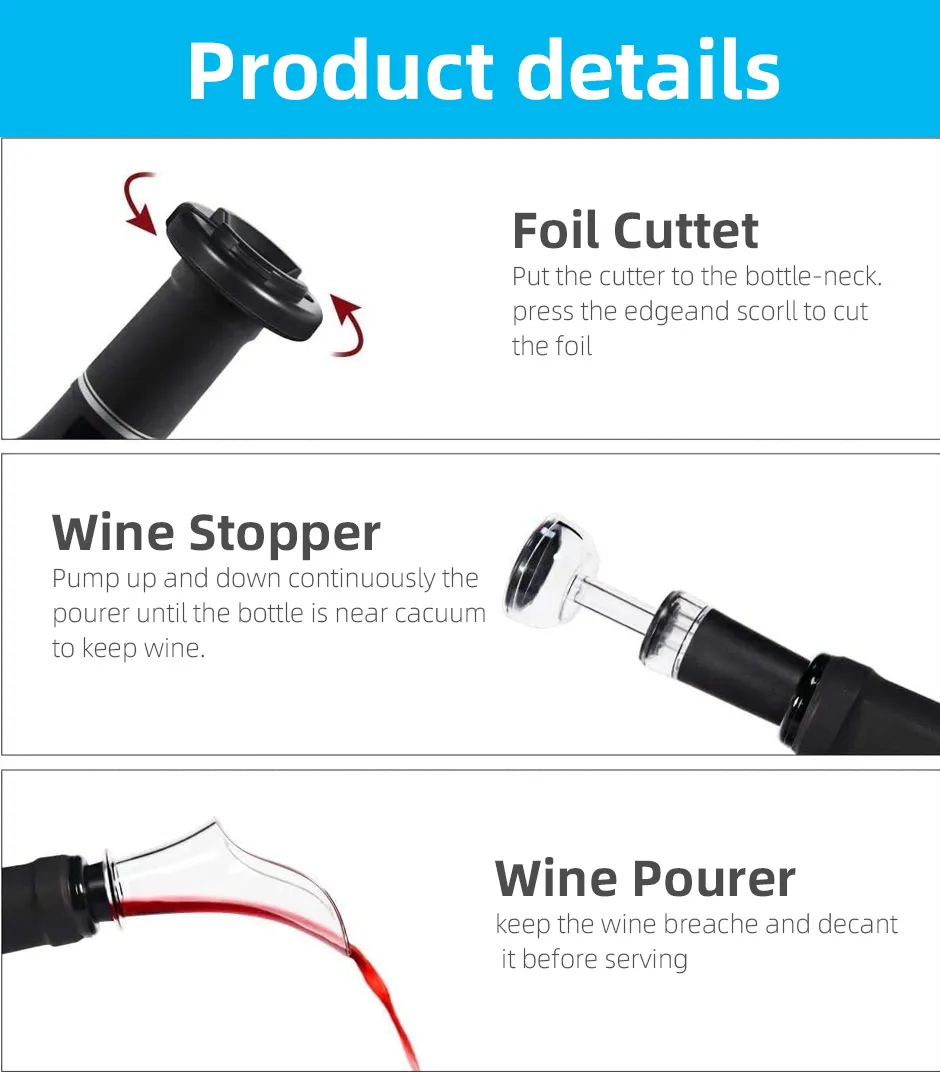 Electric Wine Opener Automatic Corkscrew Wine Openers for Beer Battery Bottle Opener Foil Cutter Kitchen Bar Can Opener