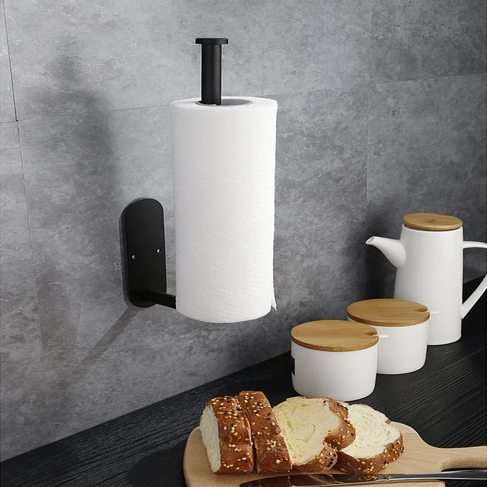 Adhesive Paper Towel Holder For Kitchen Napkin Rack Toilet Paper Holder Tissue Dispenser Cabinet Storage Bathroom Accessories