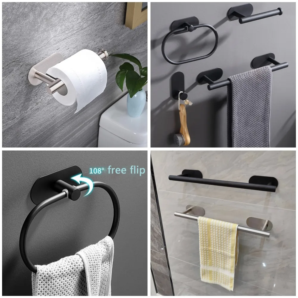 Adhesive Paper Towel Holder For Kitchen Napkin Rack Toilet Paper Holder Tissue Dispenser Cabinet Storage Bathroom Accessories