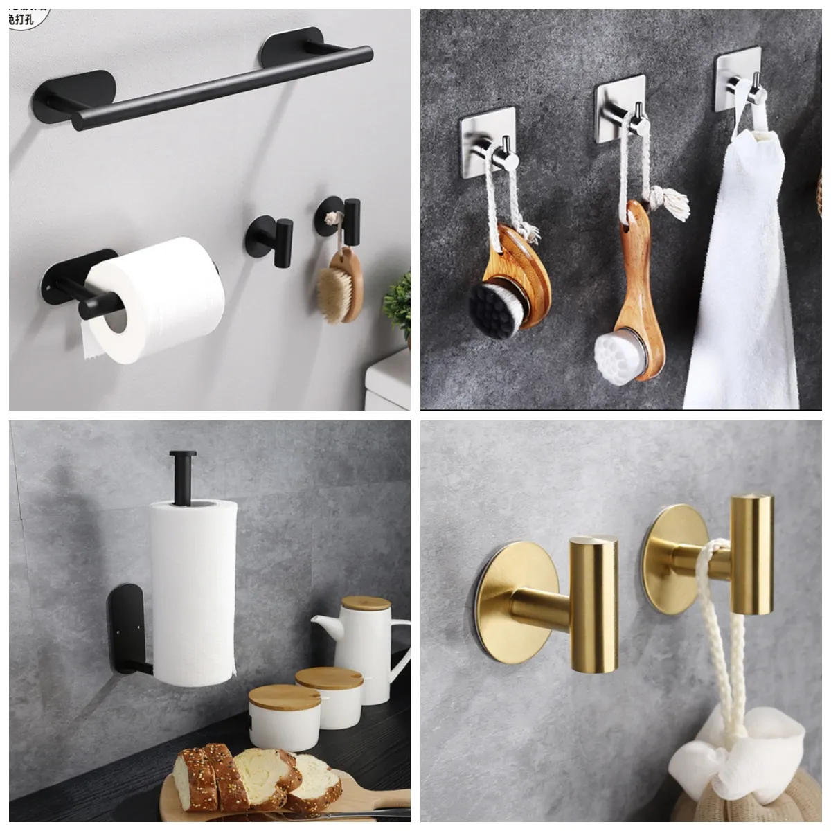 Adhesive Paper Towel Holder For Kitchen Napkin Rack Toilet Paper Holder Tissue Dispenser Cabinet Storage Bathroom Accessories