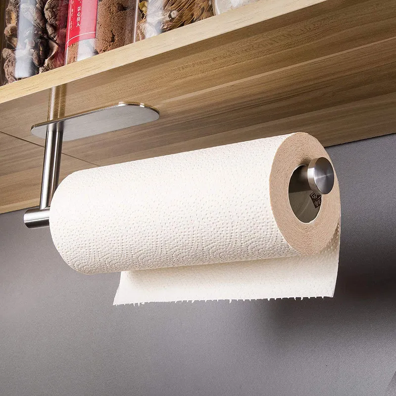 Adhesive Paper Towel Holder For Kitchen Napkin Rack Toilet Paper Holder Tissue Dispenser Cabinet Storage Bathroom Accessories