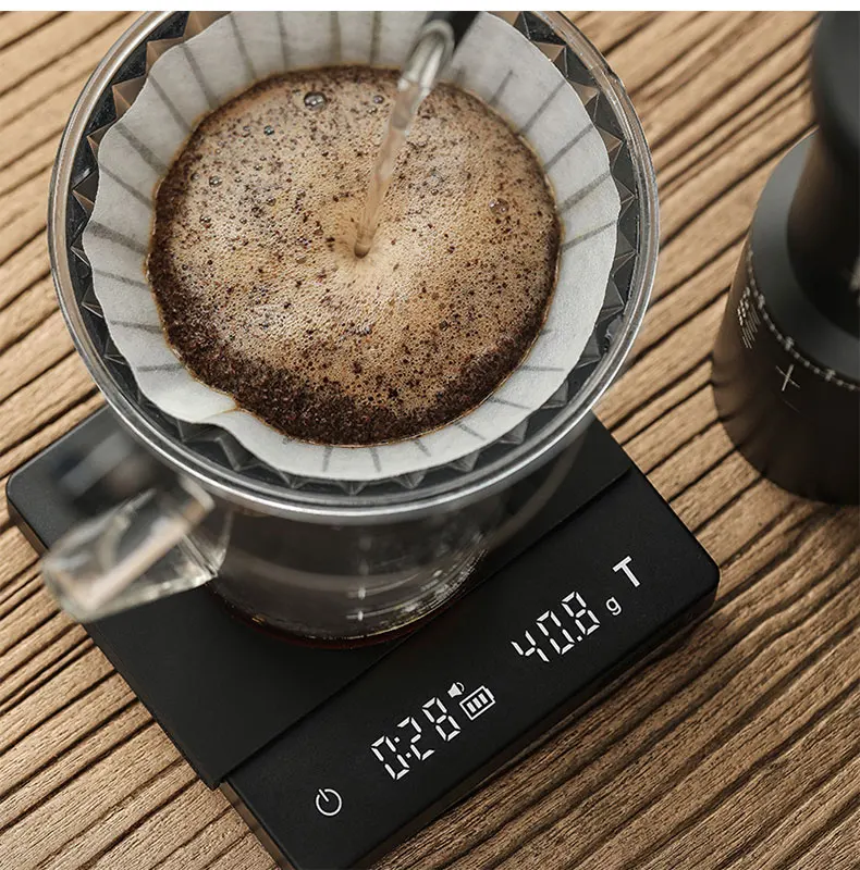 MHW-3BOMBER Digital Kitchen Coffee Scale 2000g/0.1g High Precision Cyclic Rechargeable Electronic Scale Home Barista Accessories