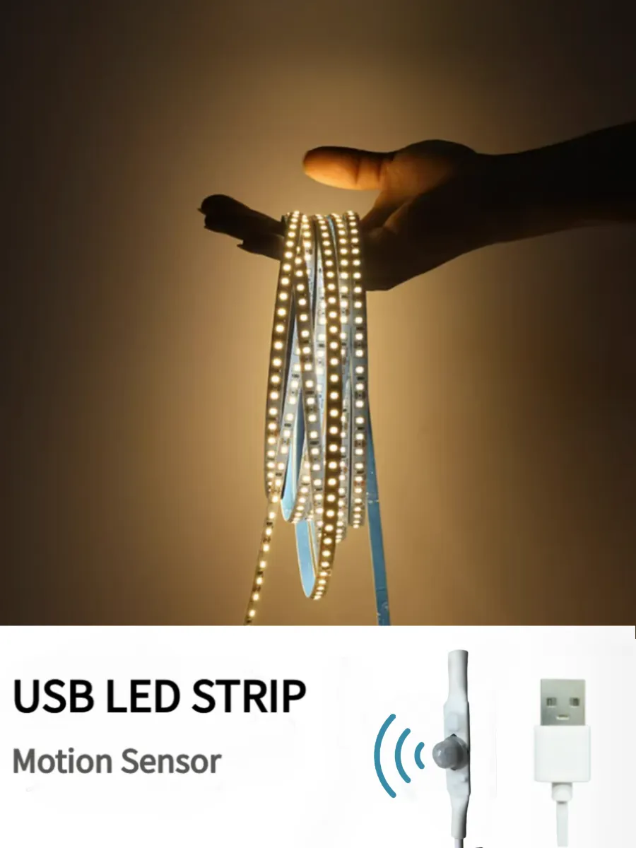 5V USB LED Strip With Hand Sweep/Human Motion Sensor 1M 2M 3M 5M Light Tape Decoration Ribbon for TV Kitchen Room