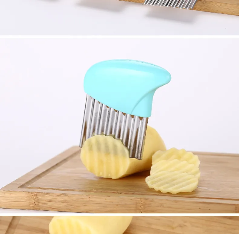 Potato Cutter Chip French Fry Maker Stainless Steel Wavy Knife French Fries Chopper kitchen Knife Chopper French Fry Maker Tools