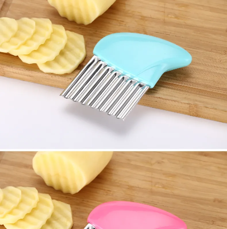 Potato Cutter Chip French Fry Maker Stainless Steel Wavy Knife French Fries Chopper kitchen Knife Chopper French Fry Maker Tools