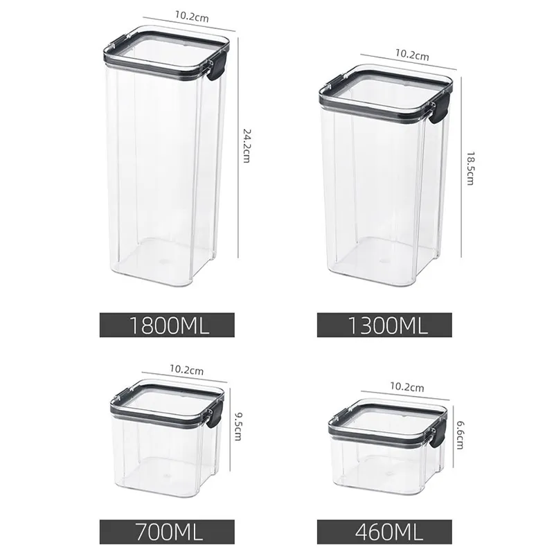 460-1800ml Sets Stackable Kitchen Sealed Jar Plastic Food Storage Box Multigrain Tank Bottle Dried Fruit Tea Storage Containers