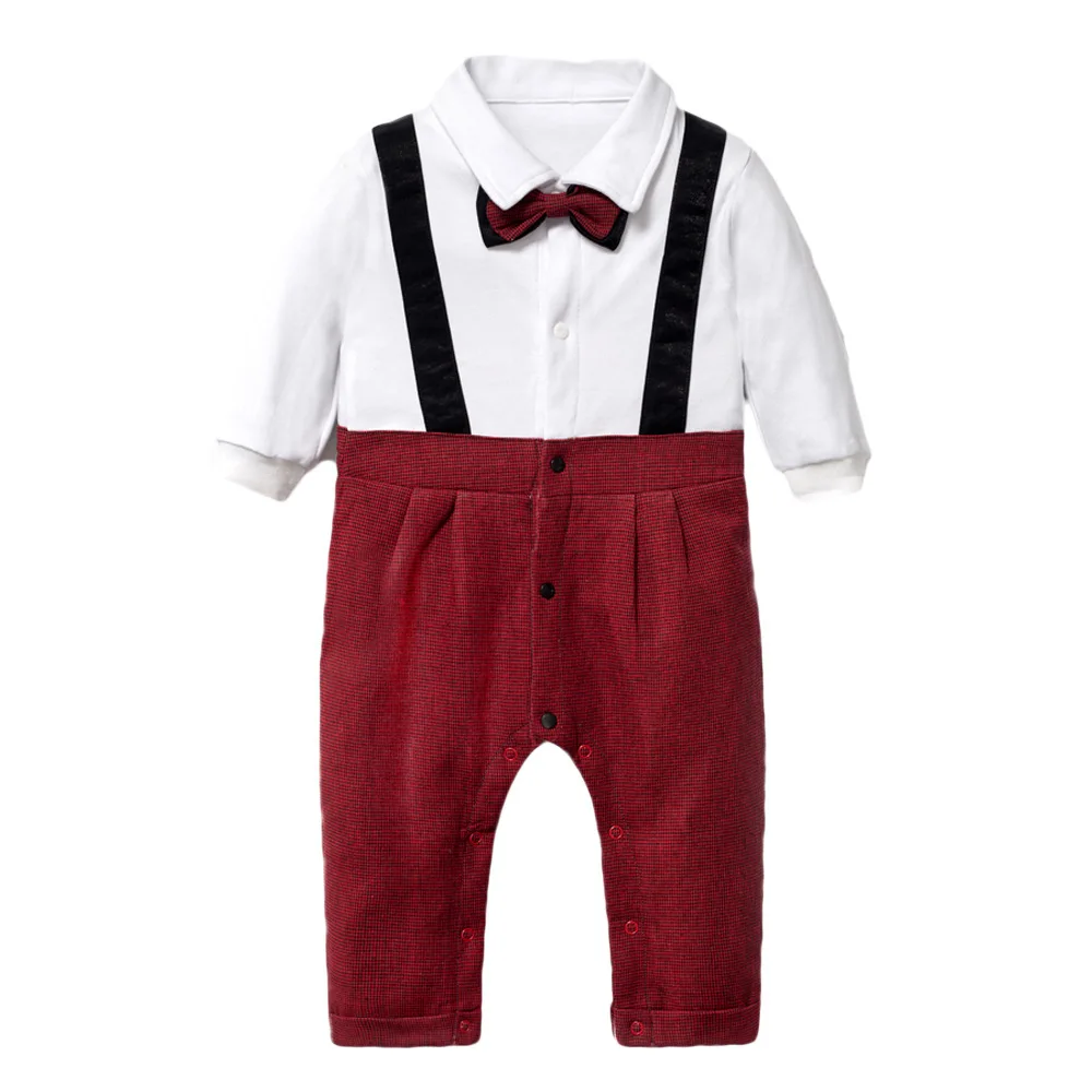 Baby Suits Newborn Boy Clothes Romper + Vest Infant Formal Clothing Outfit Party Bow Tie Children Toddler Birthday Dress 0- 24 M