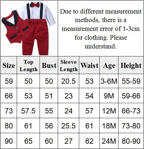 Baby Suits Newborn Boy Clothes Romper + Vest Infant Formal Clothing Outfit Party Bow Tie Children Toddler Birthday Dress 0- 24 M