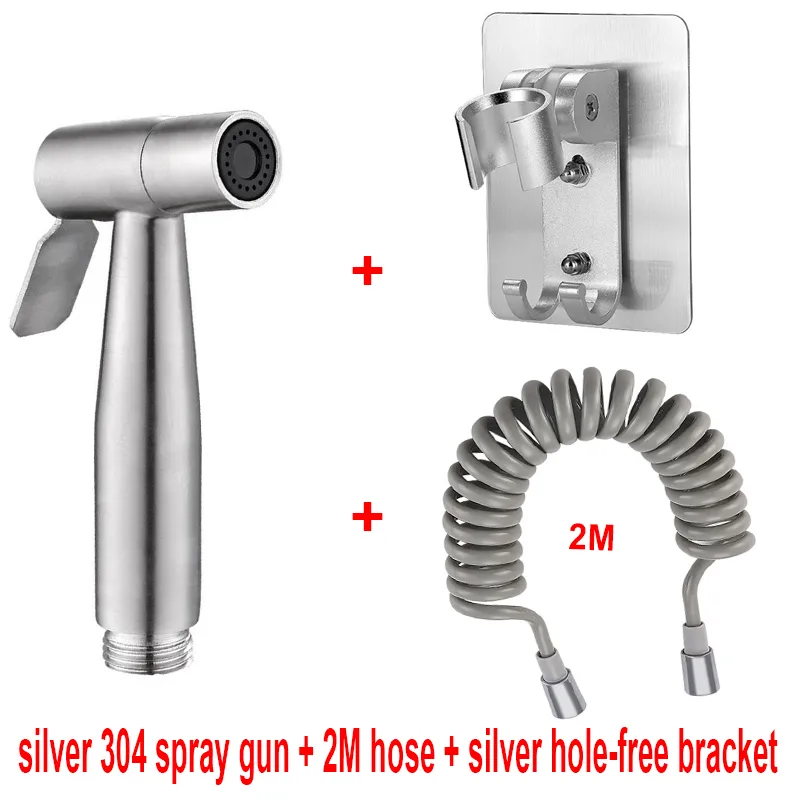 Handheld Bidet Sprayer Set 304 Stainless Steel Spray Gun Shower Handheld Toilet Bidet Faucet Sprayer Shower Nozzle Self Cleaning