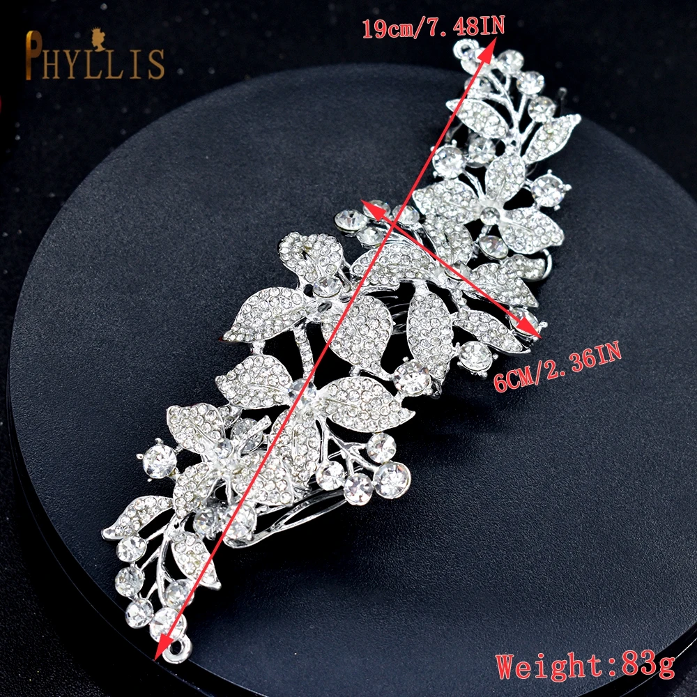 A25 Crystal Bridal Hair Jewelry Rhinestone Pageant Headbands Bride Hair Piece Alloy Leaf Comb Wedding Headpiece for Women Tiaras