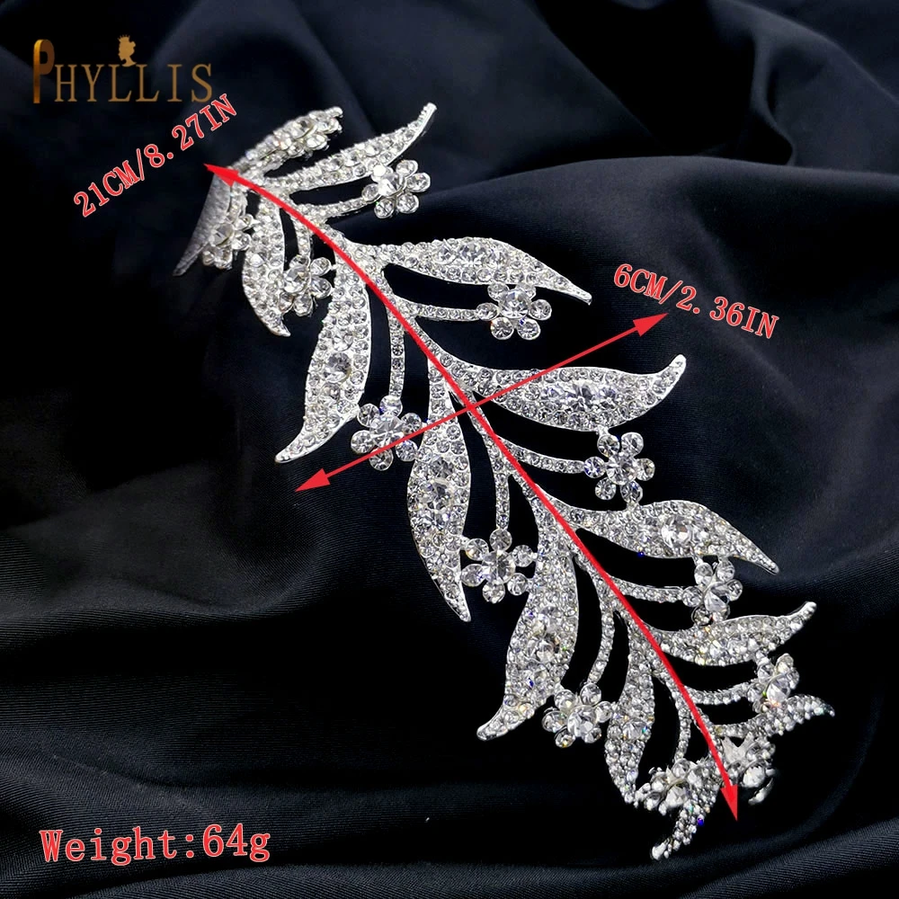 A25 Crystal Bridal Hair Jewelry Rhinestone Pageant Headbands Bride Hair Piece Alloy Leaf Comb Wedding Headpiece for Women Tiaras