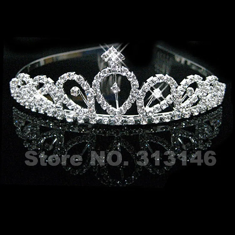 Bridal Wedding Crystal Rhinestone Crown Heart Crown Pageant Tiara Silver Color Women Children Tiaras Hair Comb Headband