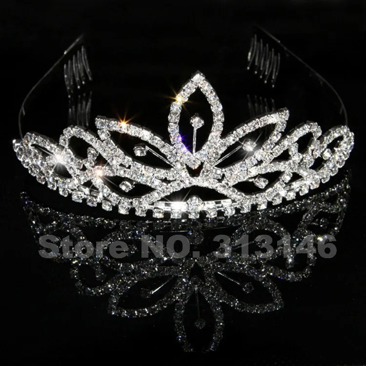 Bridal Wedding Crystal Rhinestone Crown Heart Crown Pageant Tiara Silver Color Women Children Tiaras Hair Comb Headband