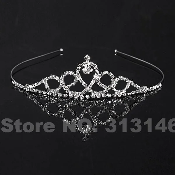 Bridal Wedding Crystal Rhinestone Crown Heart Crown Pageant Tiara Silver Color Women Children Tiaras Hair Comb Headband