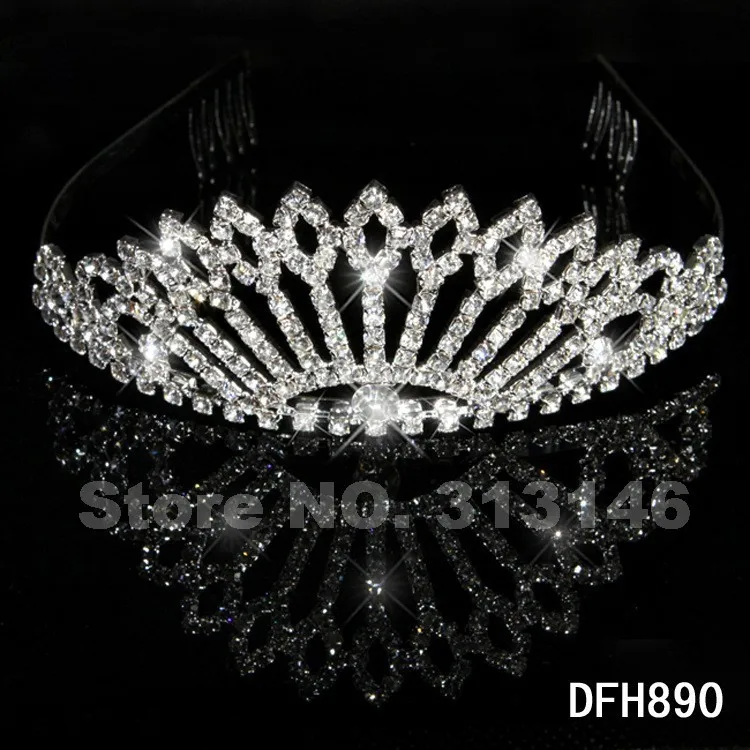 Bridal Wedding Crystal Rhinestone Crown Heart Crown Pageant Tiara Silver Color Women Children Tiaras Hair Comb Headband