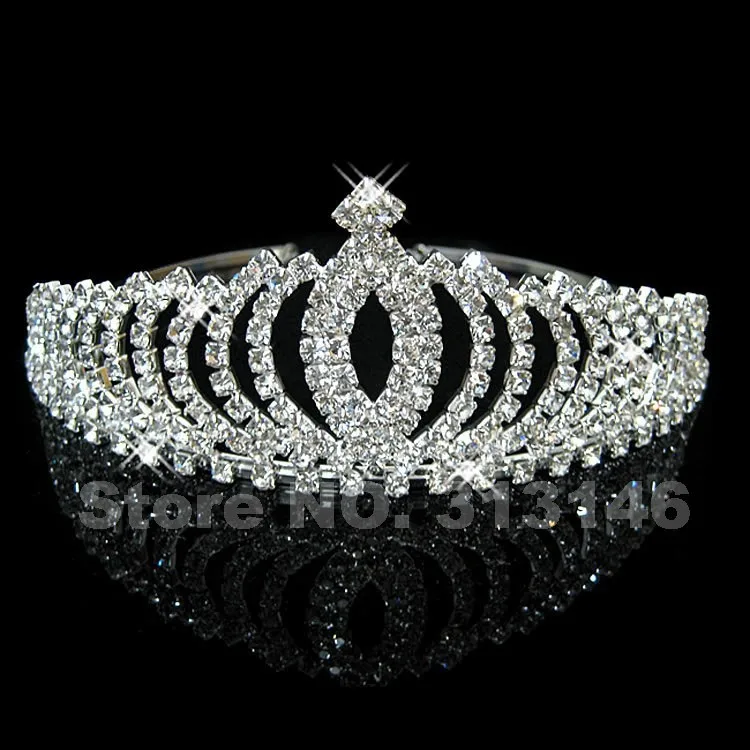 Bridal Wedding Crystal Rhinestone Crown Heart Crown Pageant Tiara Silver Color Women Children Tiaras Hair Comb Headband