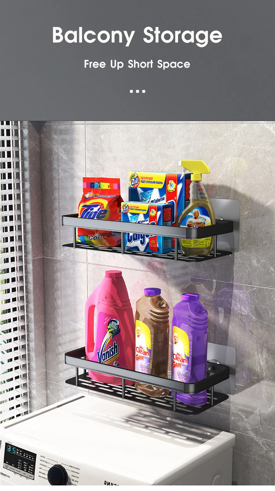 Bathroom Shelf No-drill Wall Mounted Shelves Shampoo Storage Rack Holder for Shower Square Aluminum Bath Organizer Accessories