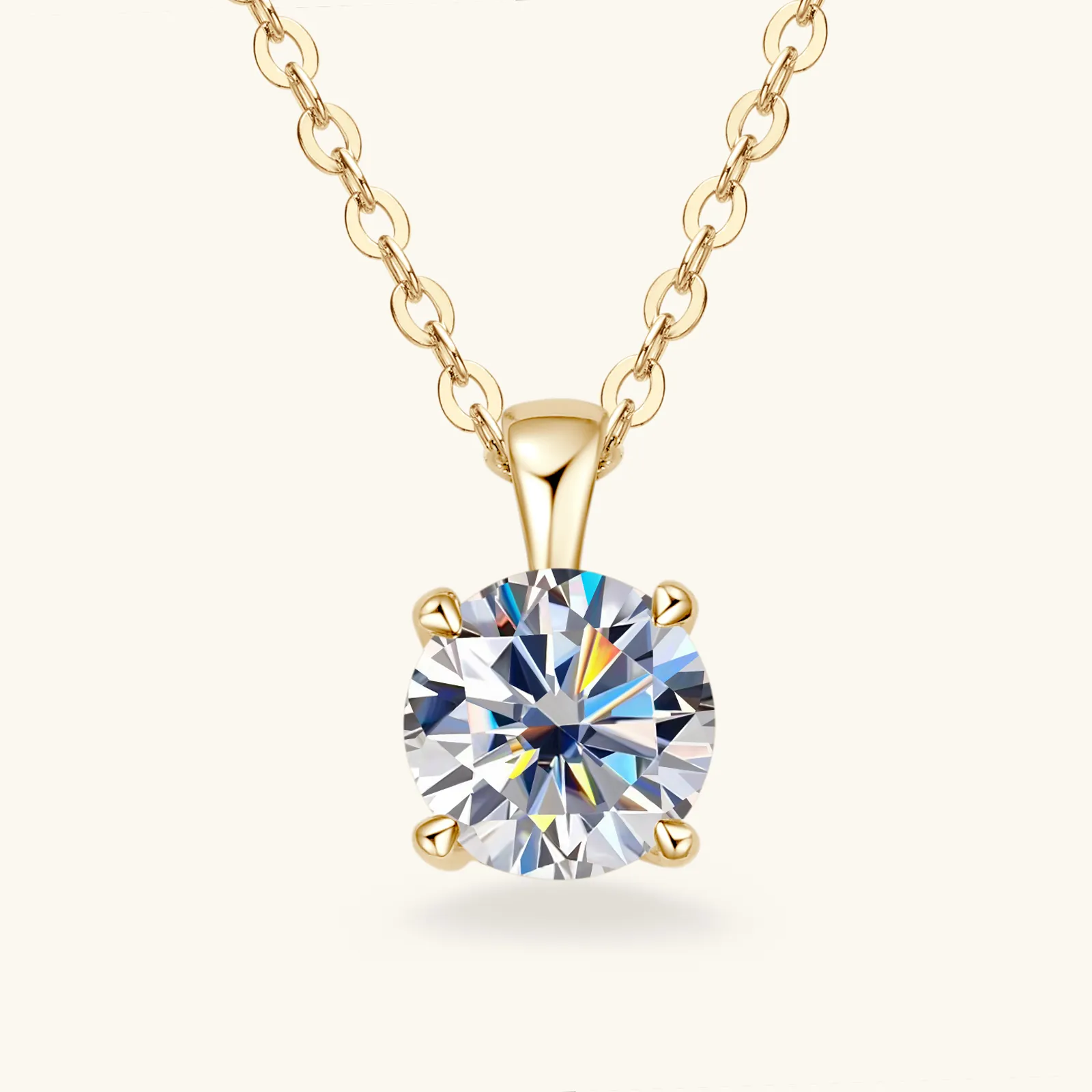 D Color 1ct Moissanite Pendant Necklace for Women 18k Gold Plated Certified Original 925 Silver Diamond Necklaces Fine Jewelry