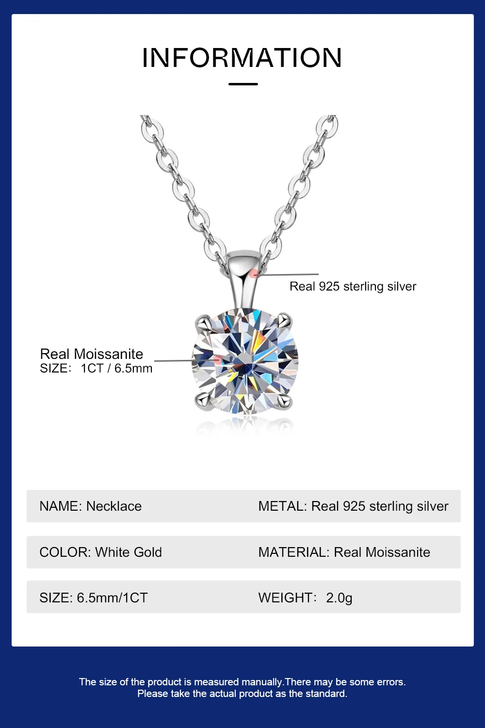 D Color 1ct Moissanite Pendant Necklace for Women 18k Gold Plated Certified Original 925 Silver Diamond Necklaces Fine Jewelry