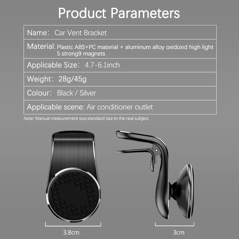 Magnetic Car Phone Holder Universal Air Vent Car Phone Mounts Cellphone GPS Support for iPhone Huawei Samsung Rotation Bracket