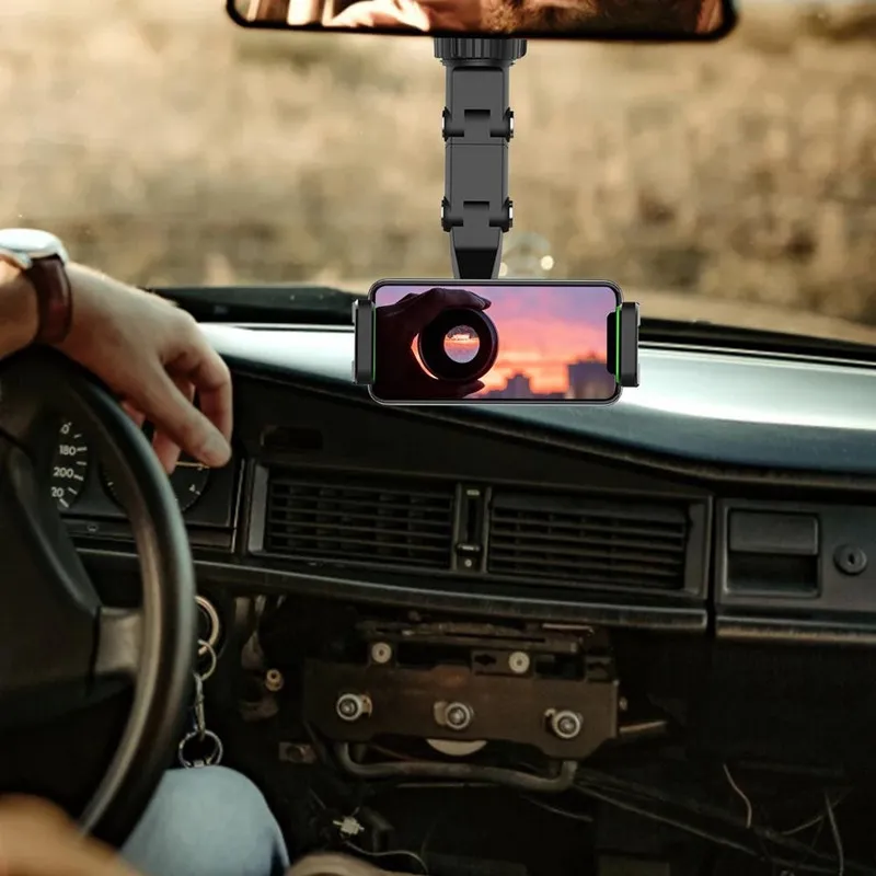 Telephone Car Holder 360 Degree Rotating Stand Rearview Mirror GPS Navigation Auto Phone Support Multifunctional Phone Holder