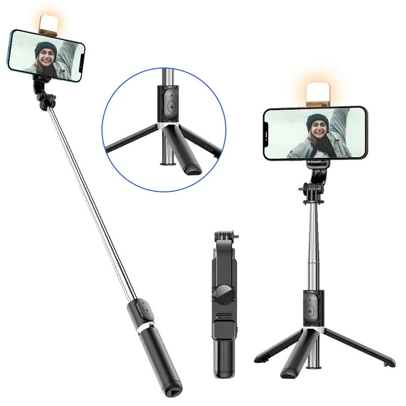 Portable 41 Inch Selfie Stick Phone Tripod with Wireless Remote Extendable Tripod Stand 360 Rotation Compatible with iPhone