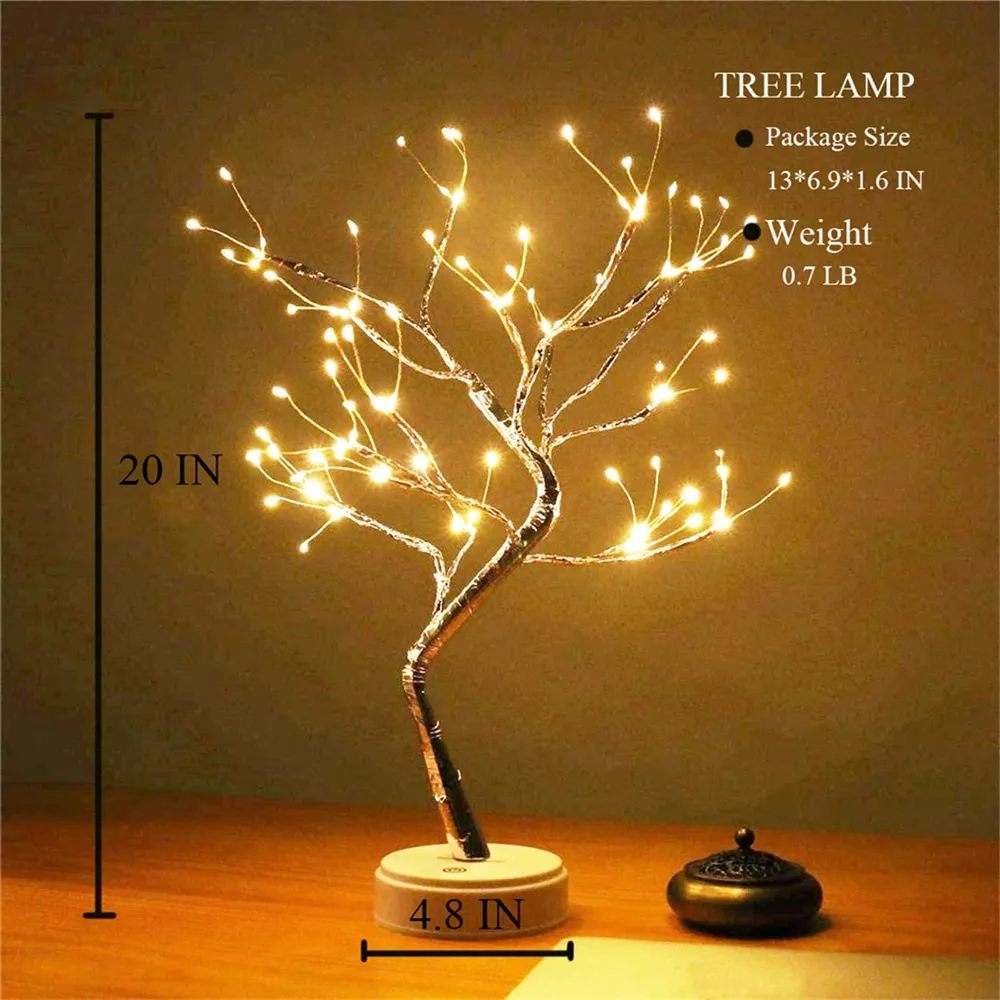 LED Night Light Mini Christmas Tree Copper Wire Garland Lamp For Kids Home Bedroom Decoration Decor Fairy Light Holiday lighting