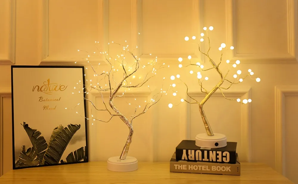 LED Night Light Mini Christmas Tree Copper Wire Garland Lamp For Kids Home Bedroom Decoration Decor Fairy Light Holiday lighting