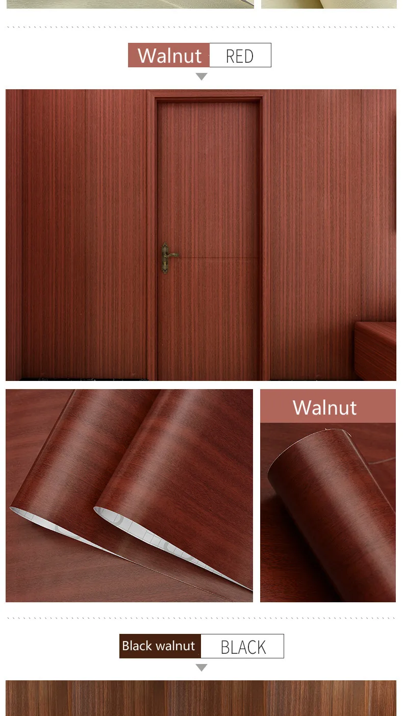 Wood Grain DIY Sticker PVC Self Adhesive Waterproof Wallpapers Renovation Furnitures Wall Sticker Home Decor Sticky Paper Decal