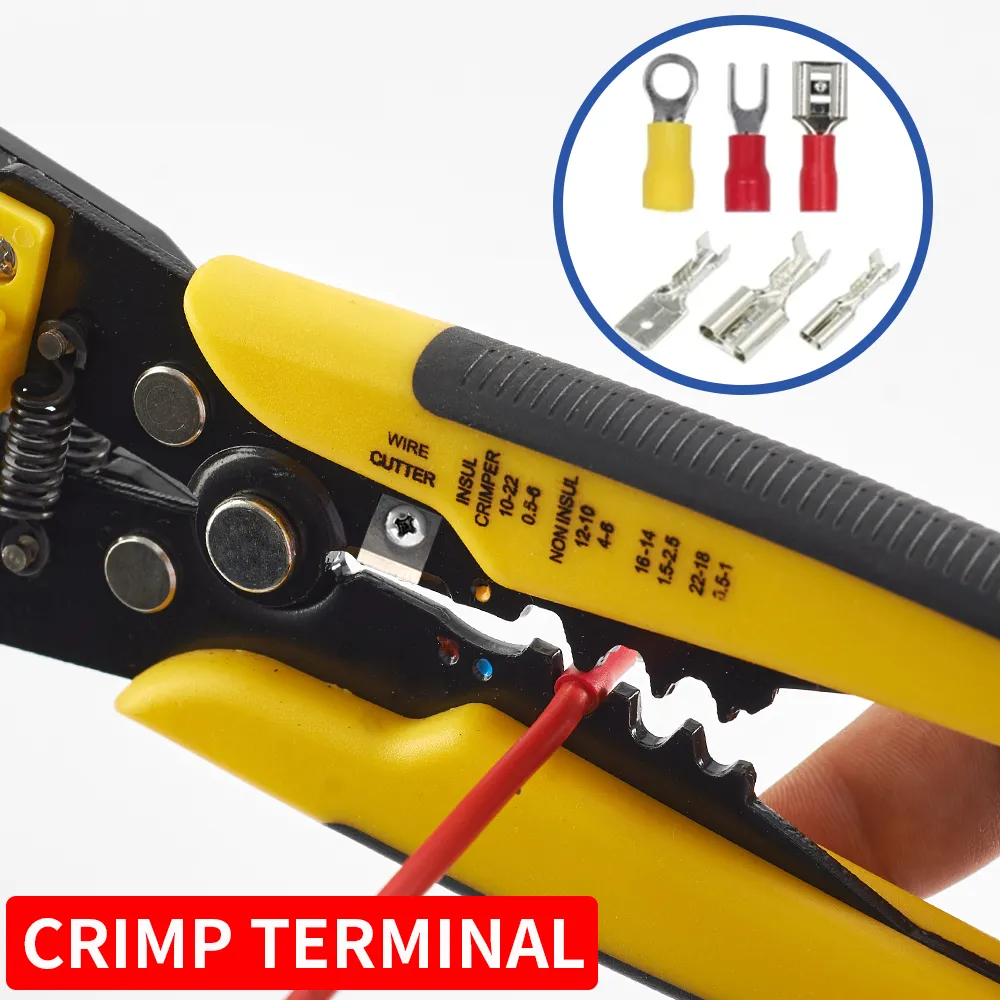 Crimper Cable Cutter Adjustable Automatic Wire Stripper Multifunctional Stripping Crimping Pliers Terminal Hand Tool