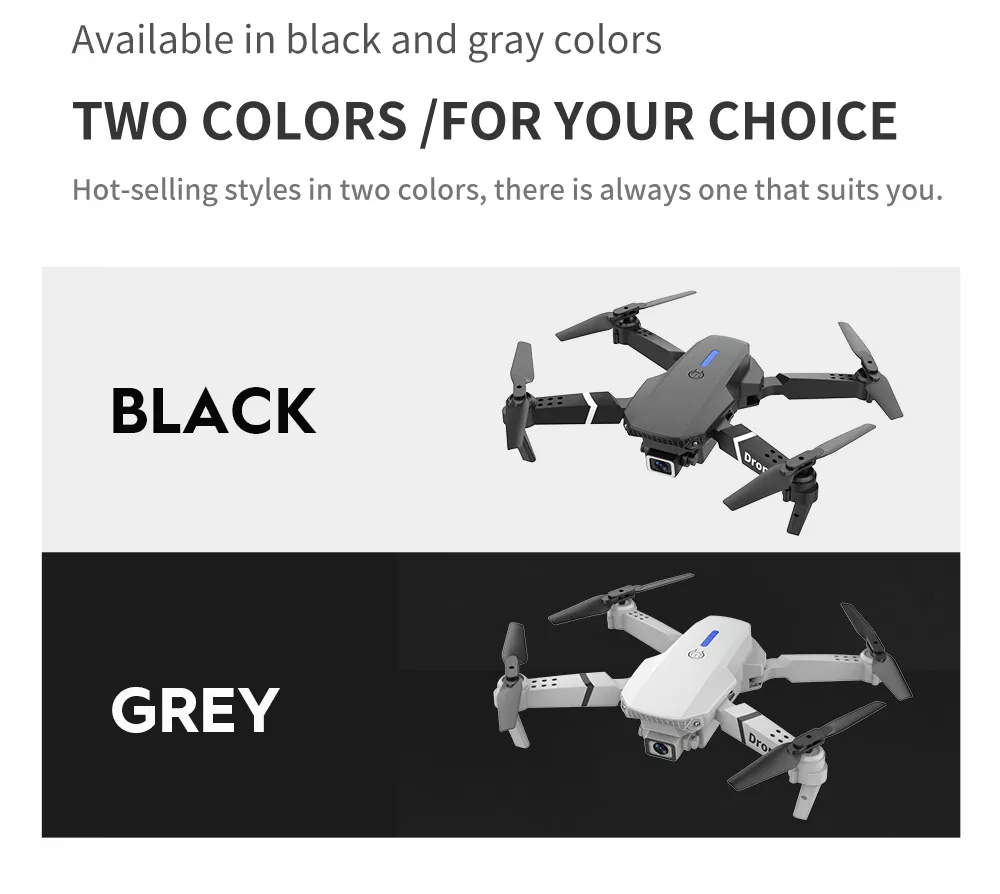 Professional Drone E88 4k wide-angle HD camera WiFi fpv height Hold Foldable RC quadrotor helicopter Camera-free children's toys