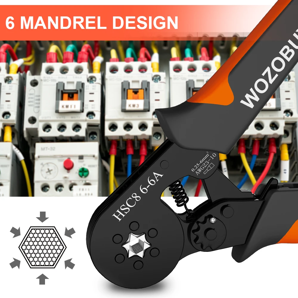 Tube Terminal Crimping Tools Ferrule Crimping Pliers HSC8 6-4 0.25-10mm² 23-7AWG 6-6 0.25-6mm² Electrician Clamp Sets Wire Tips