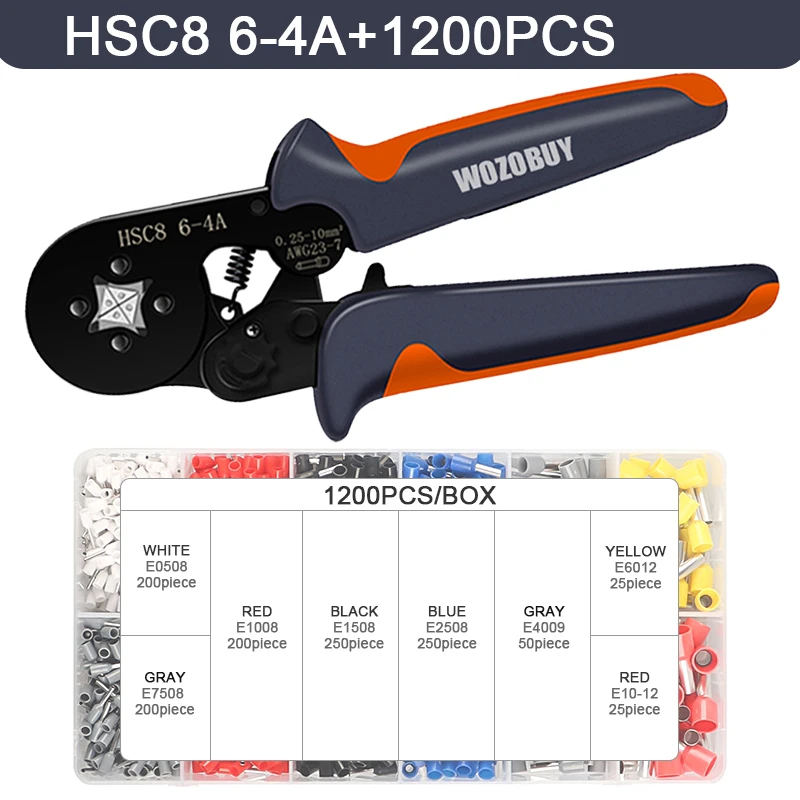 Tube Terminal Crimping Tools Ferrule Crimping Pliers HSC8 6-4 0.25-10mm² 23-7AWG 6-6 0.25-6mm² Electrician Clamp Sets Wire Tips