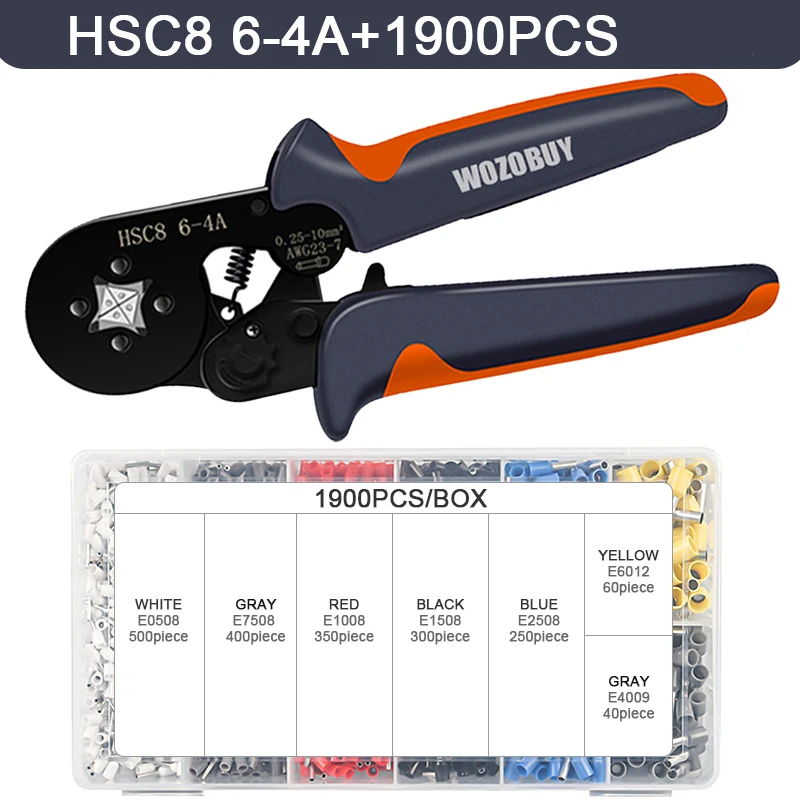 Tube Terminal Crimping Tools Ferrule Crimping Pliers HSC8 6-4 0.25-10mm² 23-7AWG 6-6 0.25-6mm² Electrician Clamp Sets Wire Tips