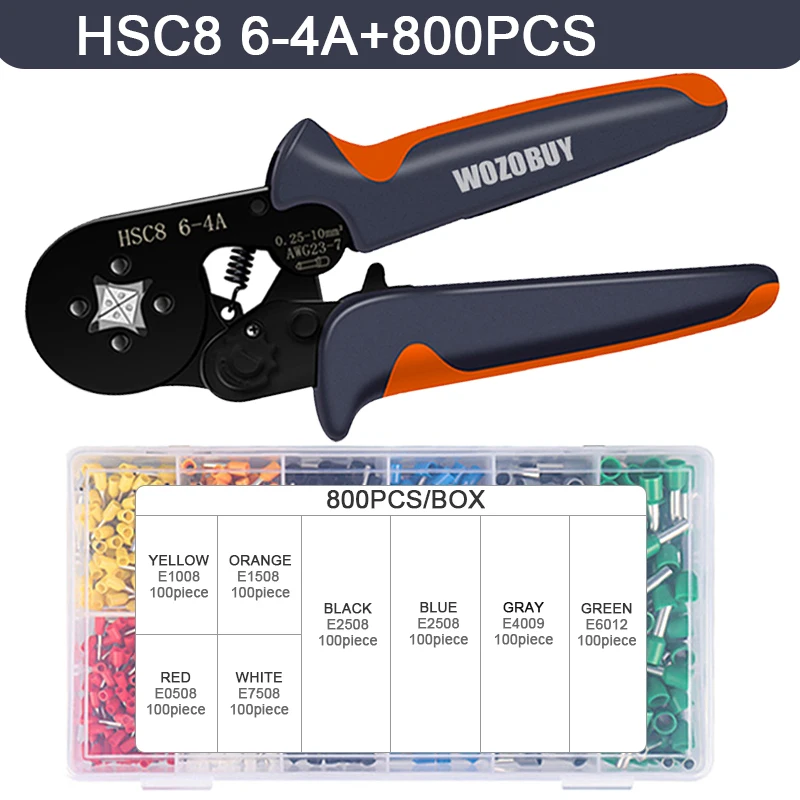 Tube Terminal Crimping Tools Ferrule Crimping Pliers HSC8 6-4 0.25-10mm² 23-7AWG 6-6 0.25-6mm² Electrician Clamp Sets Wire Tips