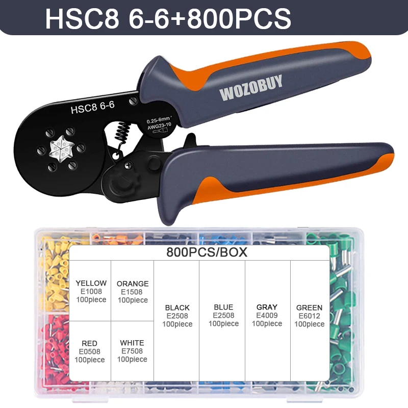 Tube Terminal Crimping Tools Ferrule Crimping Pliers HSC8 6-4 0.25-10mm² 23-7AWG 6-6 0.25-6mm² Electrician Clamp Sets Wire Tips