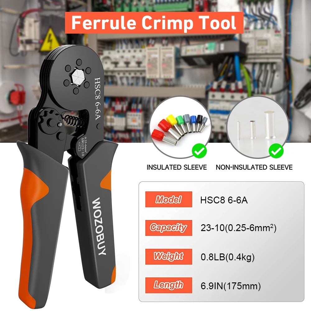 Tube Terminal Crimping Tools Ferrule Crimping Pliers HSC8 6-4 0.25-10mm² 23-7AWG 6-6 0.25-6mm² Electrician Clamp Sets Wire Tips