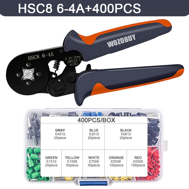 Tube Terminal Crimping Tools Ferrule Crimping Pliers HSC8 6-4 0.25-10mm² 23-7AWG 6-6 0.25-6mm² Electrician Clamp Sets Wire Tips