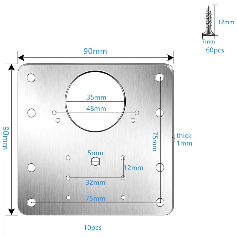 Cabinet Hinge Repair Plate Kit Kitchen Cupboard Door Hinge Mounting Plate With Holes Flat Fixing Brace Brackets Household Tools