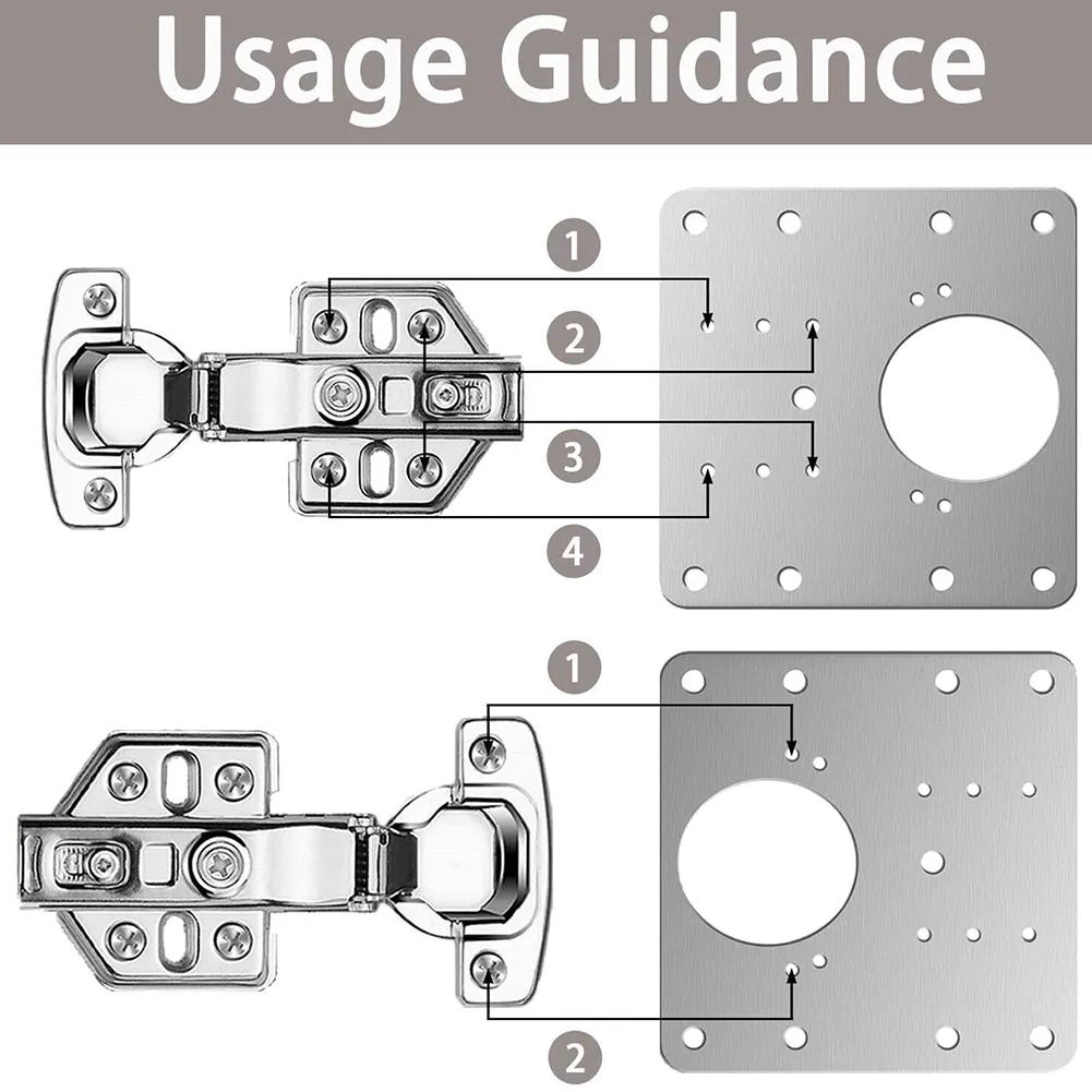 Cabinet Hinge Repair Plate Kit Kitchen Cupboard Door Hinge Mounting Plate With Holes Flat Fixing Brace Brackets Household Tools