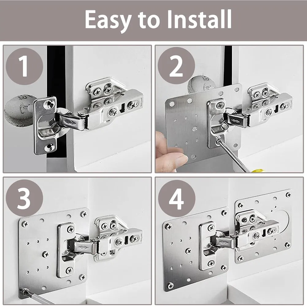 Cabinet Hinge Repair Plate Kit Kitchen Cupboard Door Hinge Mounting Plate With Holes Flat Fixing Brace Brackets Household Tools