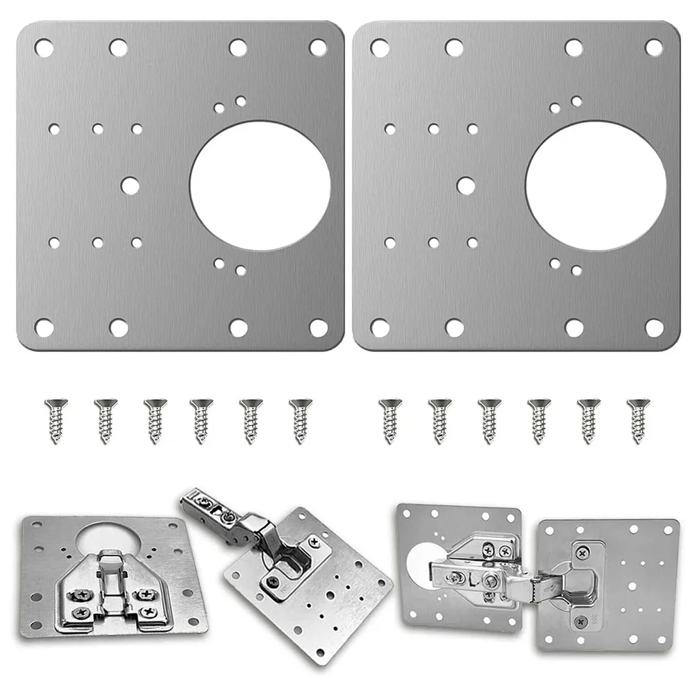 Cabinet Hinge Repair Plate Kit Kitchen Cupboard Door Hinge Mounting Plate With Holes Flat Fixing Brace Brackets Household Tools