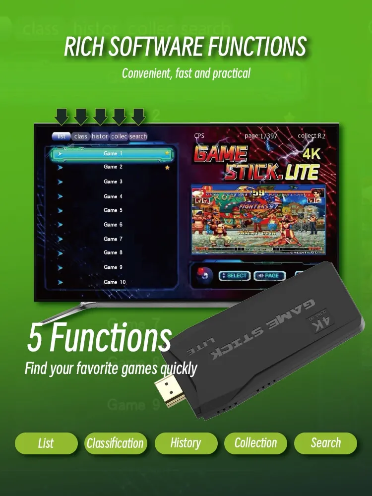 DATA FROG Retro Video Game Console 2.4G Wireless Console Game Stick 4k 10000 Games Portable Dendy Game Console for TV