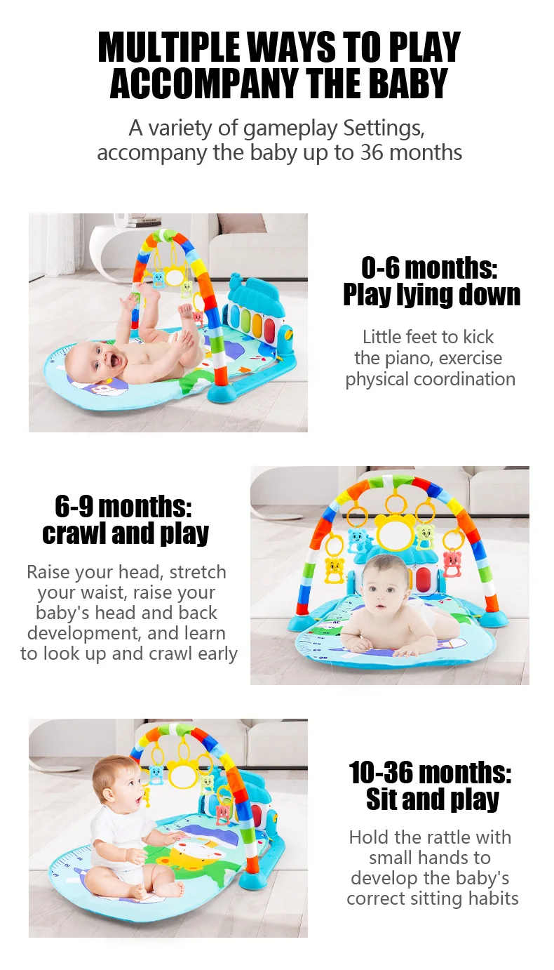 Baby Fitness Stand Music Play Gym Activity Toys Newborn Piano Crawling Blanket Pedal Game Pad Early Education 0-36 Months Gifts