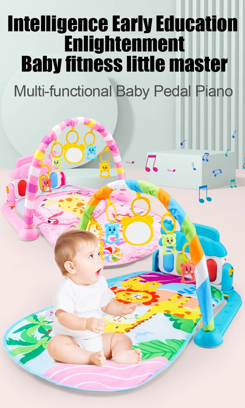 Baby Fitness Stand Music Play Gym Activity Toys Newborn Piano Crawling Blanket Pedal Game Pad Early Education 0-36 Months Gifts